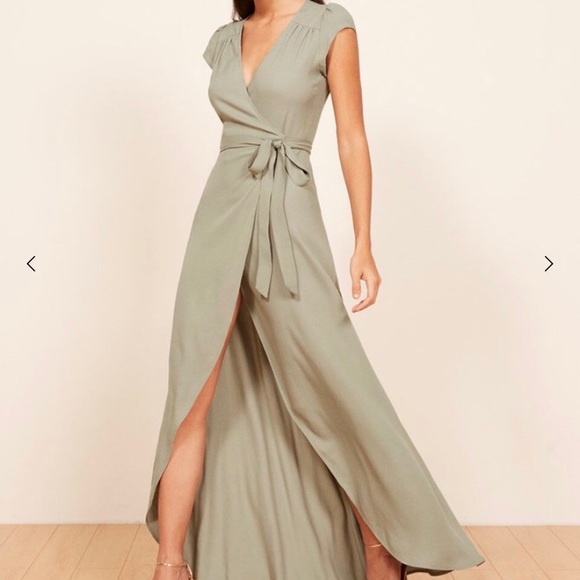 reformation chamomile wrap dress